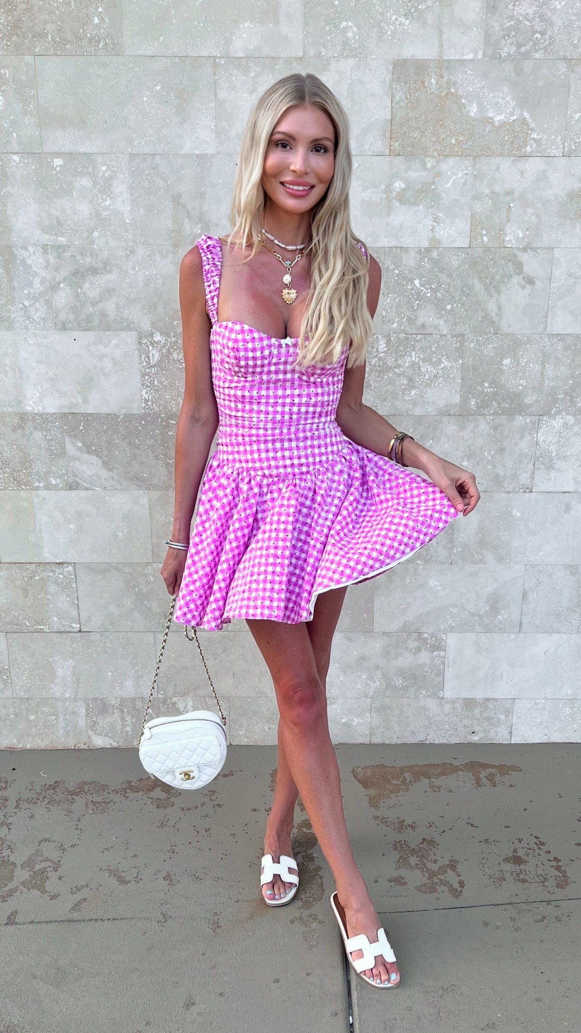 Beach dress resort wear gingham dress 