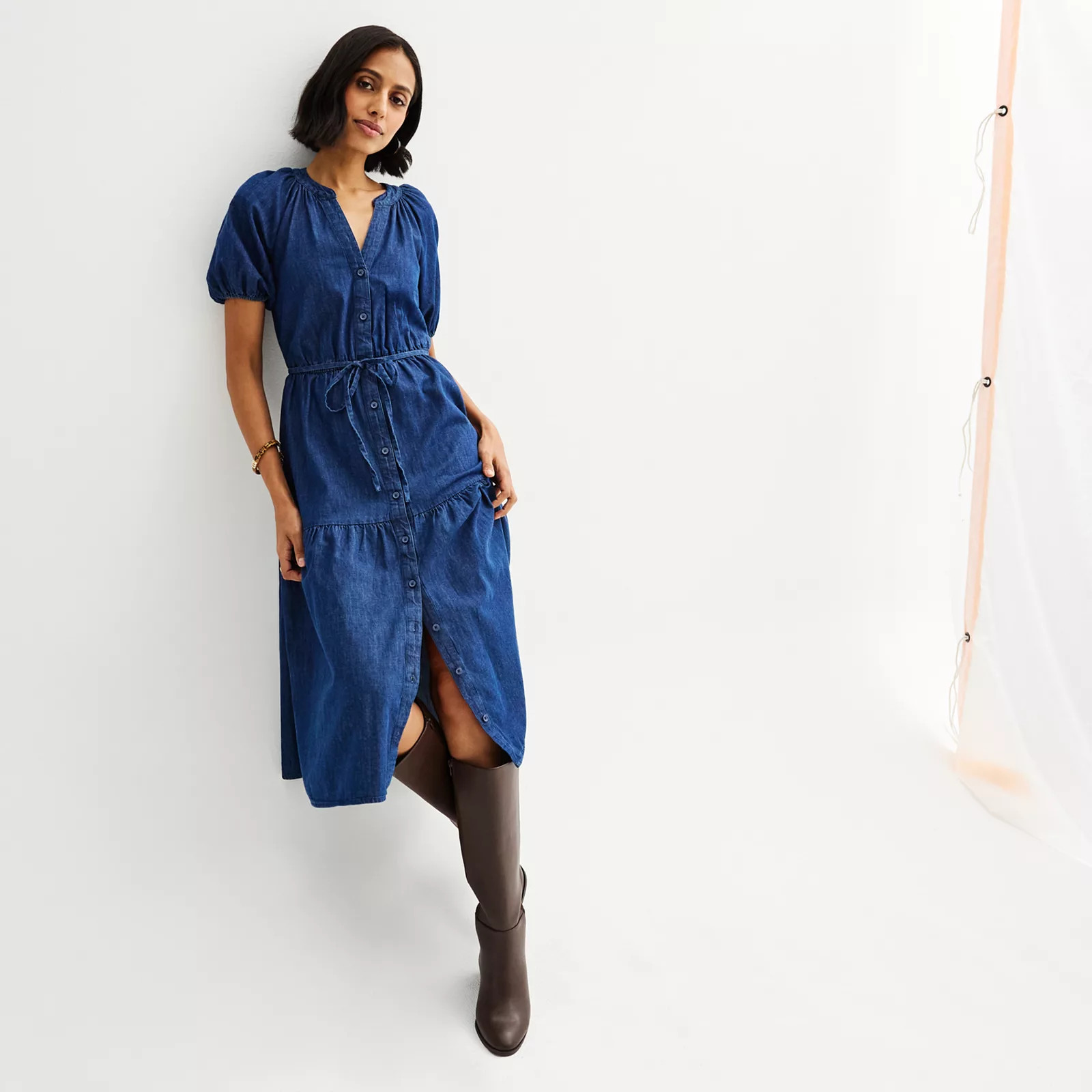 Women's Sonoma Goods For Life® Elastic Sleeve Midi Dress | Kohl's