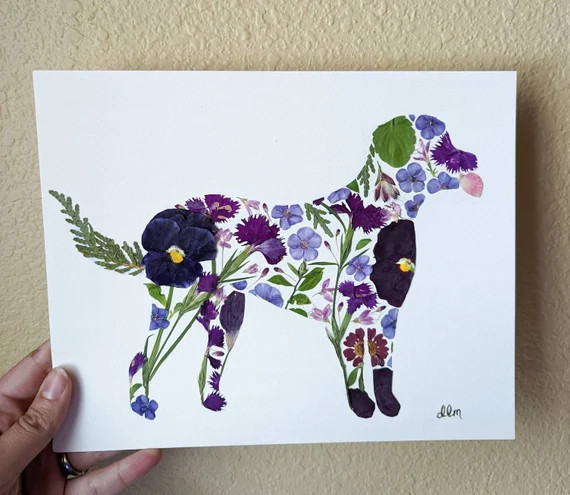 Original Pressed Flower Black Lab Pressed Flower Art 8 by 10 - Etsy | Etsy (US)