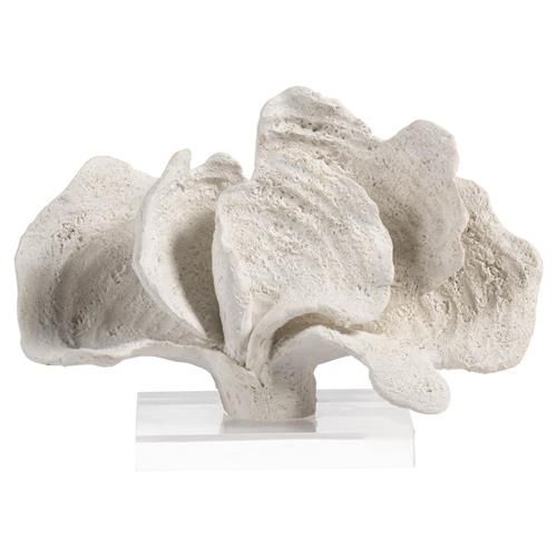 Coron Coastal Beach 7" White Coral Sculpture with Clear Base | Kathy Kuo Home