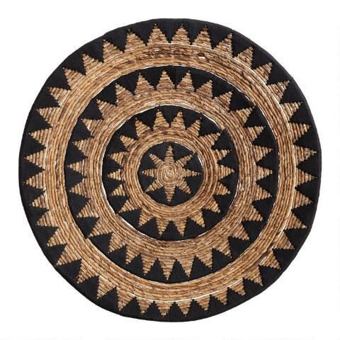 Black And Natural Banana Bark Woven Disc Wall Decor | World Market