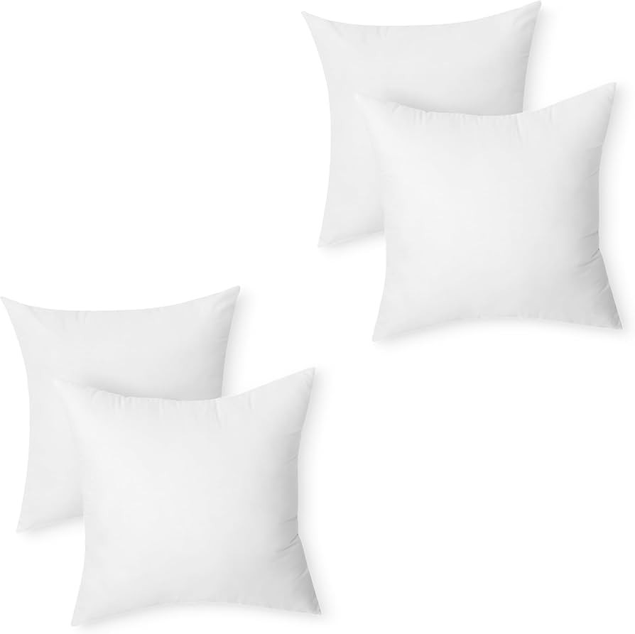 Amazon Basics Square Hypoallergenic Pillow Insert, Sofa Bed Couch Decorative Stuffer, 18", 4 Pack | Amazon (US)