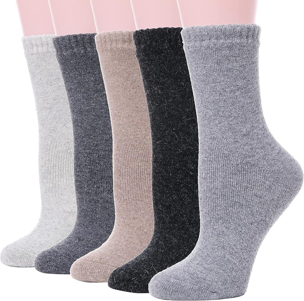 5 Pack Merino Wool Hiking Socks for Women Warm Winter Thick Thermal Cozy Boot Work Soft Ladies So... | Amazon (US)