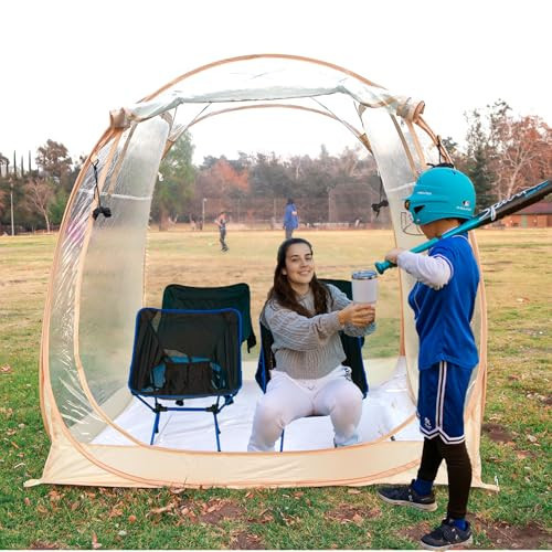 All Weather Proof Pod Sports Tent,Outdoor Weather Tent Sports Pod Pop Up Shelter with Sealed Floor,Pop Up Screen House with Carry Bag,Screen Room for Sport Event,Camping,Fishing-63"x63"x62"Clear | Amazon (US)
