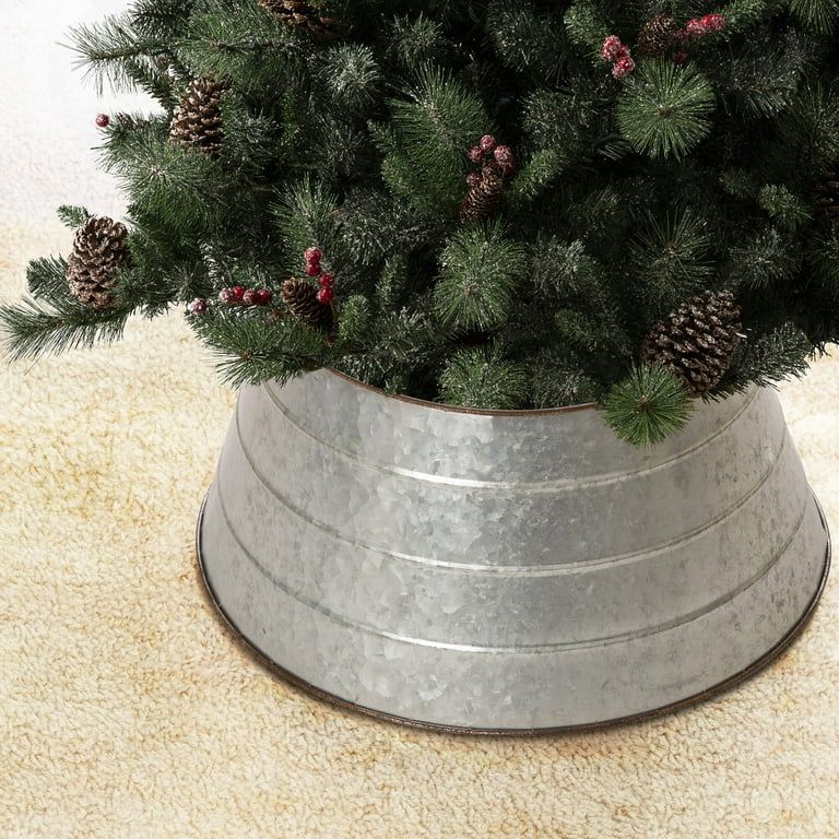 Glitzhome 22" Christmas Galvanized Metal Tree Collar | Walmart (US)