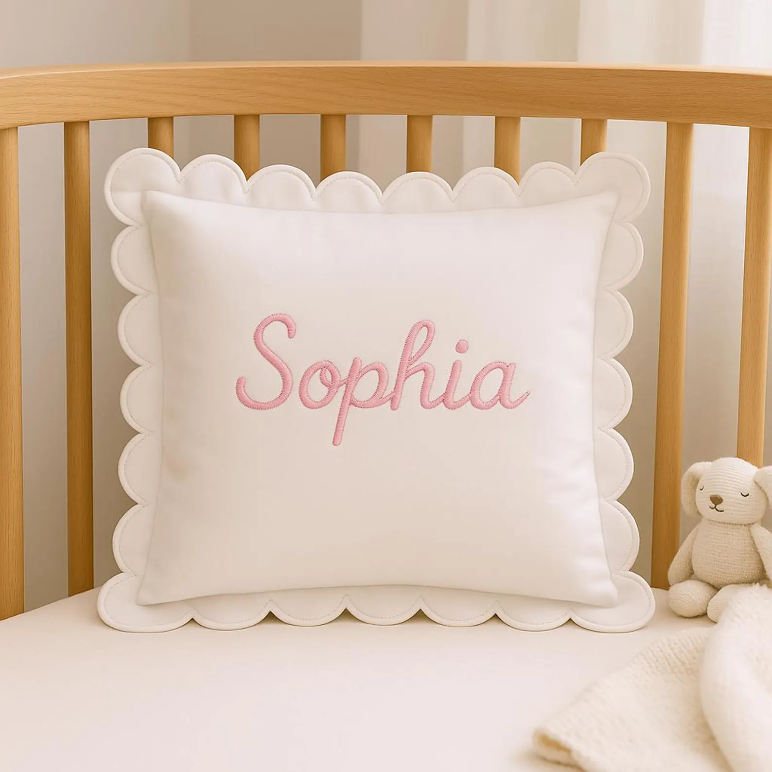 Personalized Name Pillow, Custom Embroidered Velvet Cushion Cover, Baby Shower Gift, Newborn Name... | Etsy (US)