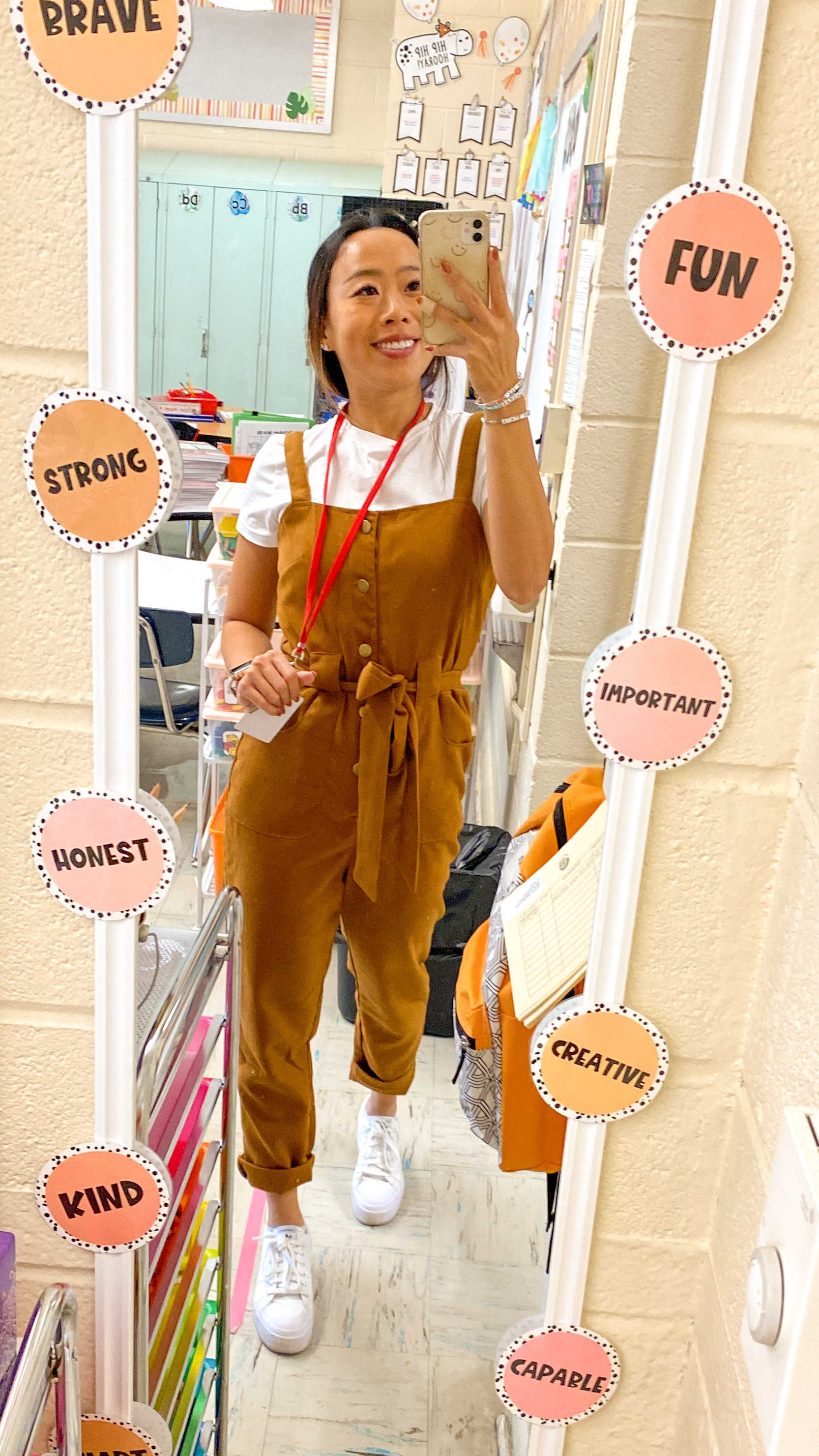 who knew a $7 mirror could change the classroom environment? it's a positive affirmation mirror! I made my own circles on Canva and added different affirmations to each circle. Print, cut, laminate and stick onto the mirror!! #teachingideas #classroomideas 

 