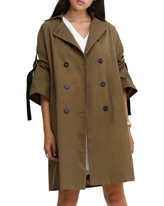 Women's Russian Romance Oversized Trench Coat - Military | Macy's