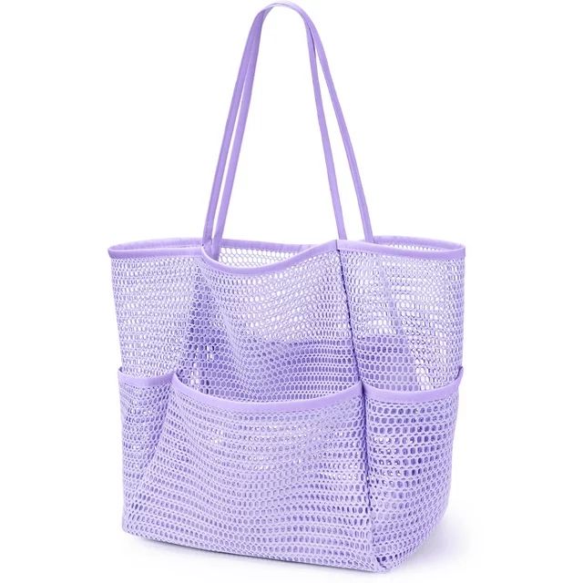 KPX Mesh Beach Bag, Tote Bag for Women Large Foldable Mesh Swimming Bag with Pockets - Sandproof,... | Walmart (US)