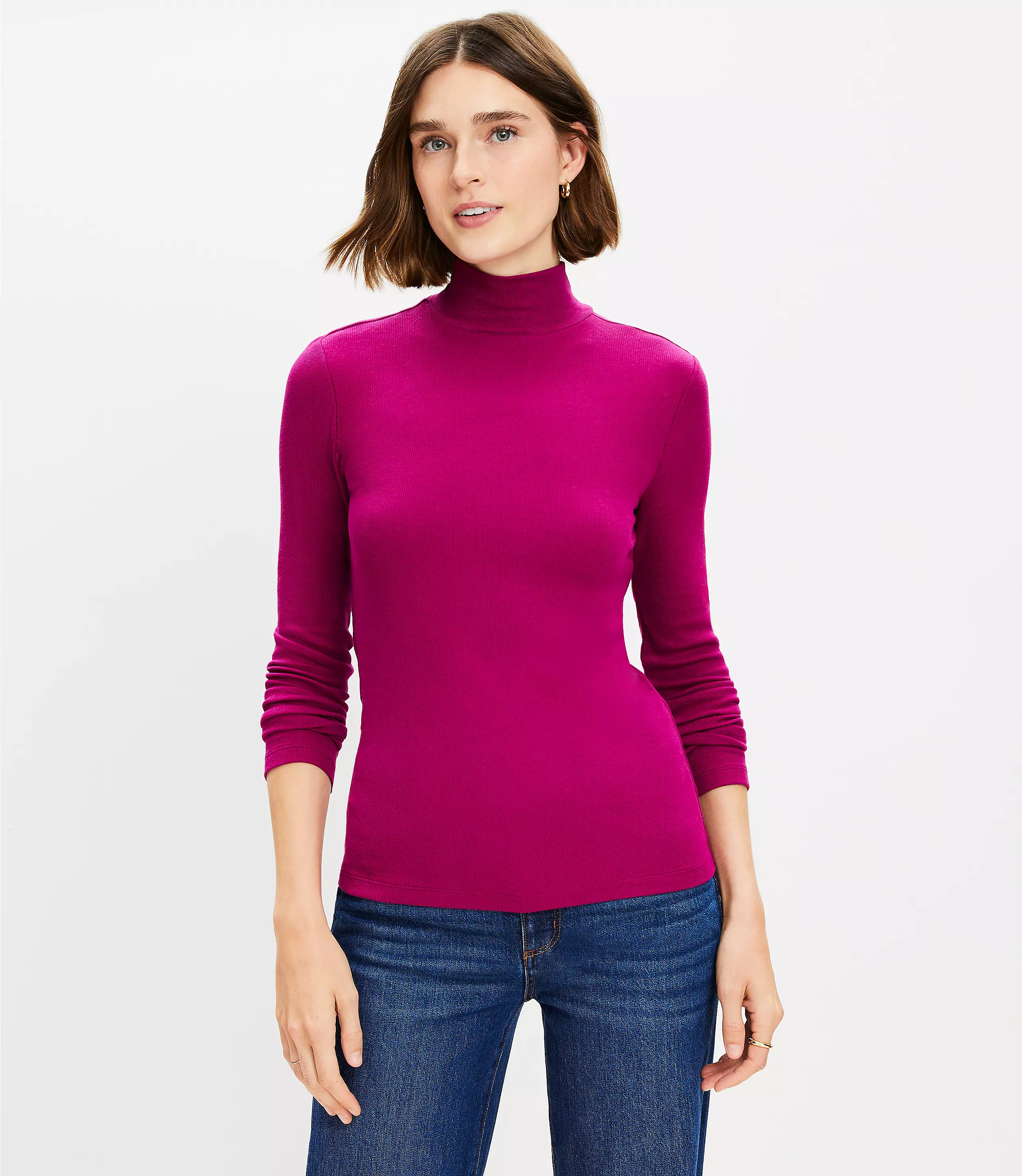 Ribbed Mock Neck Top | LOFT