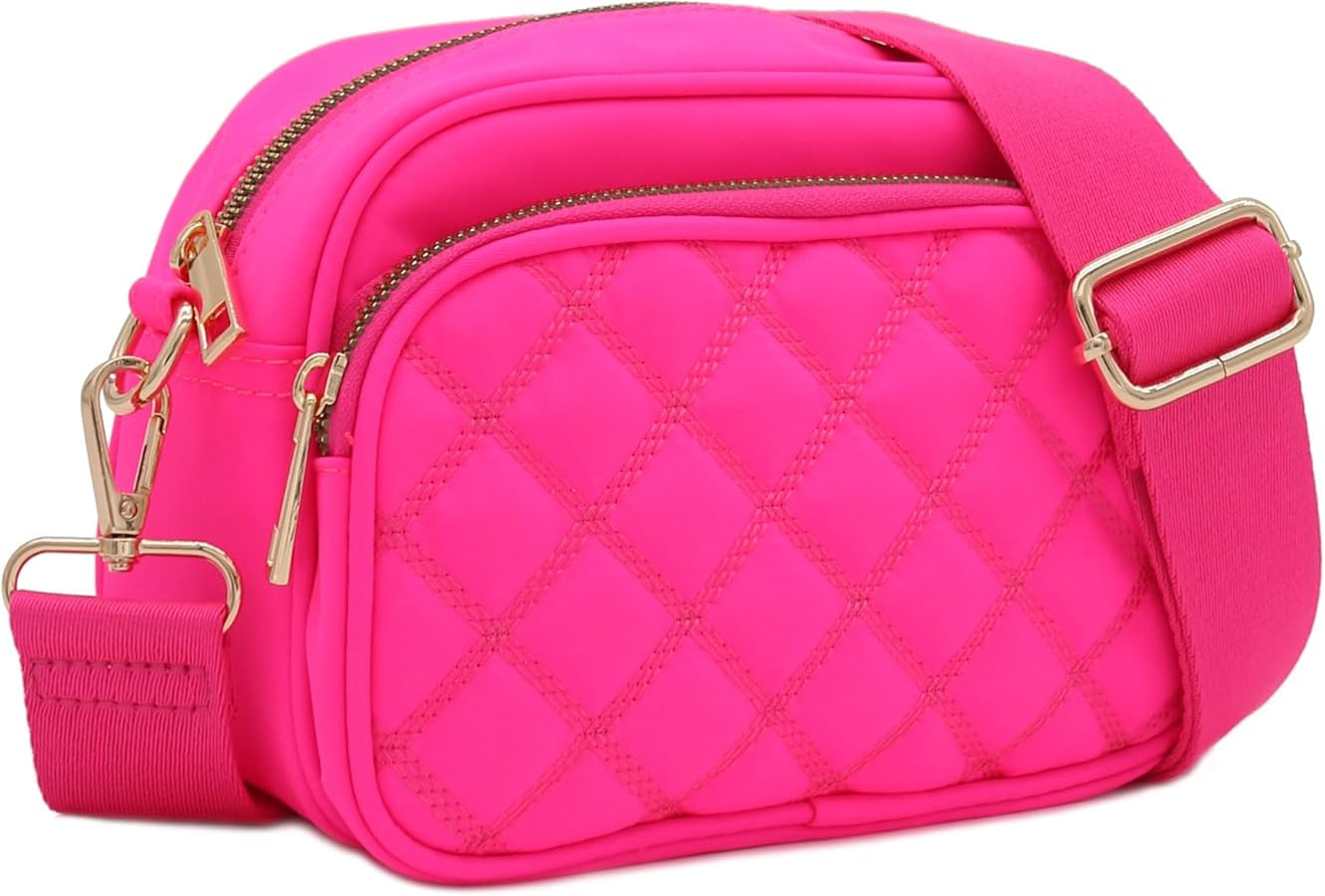 FashionPuzzle Quilted Nylon Crossbody Bag with Wide Strap | Amazon (US)