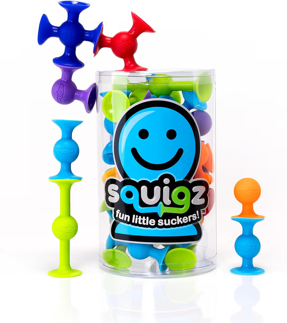 Fat Brain Toys Squigz Starter Set, 24 Piece Suction Bath Toys, Sensory Toys for Kids 3 and Up | Amazon (US)