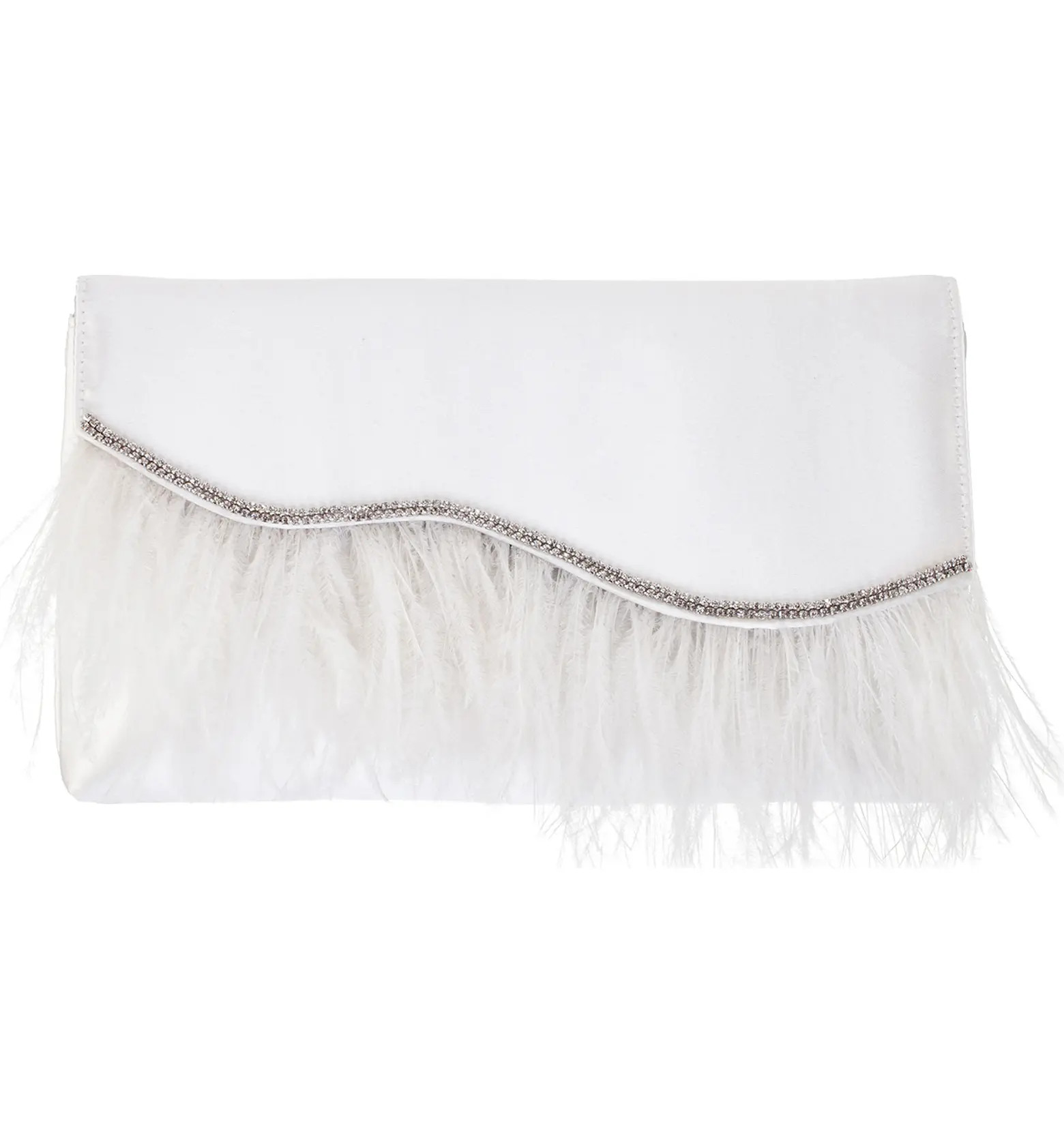 Nina Kaidy Feather Trim Satin Clutch | Nordstrom | Nordstrom