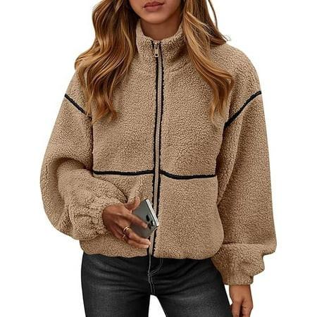 PRETTYGARDEN Fleece Jacket Women Sherpa Oversized Zip Up Fall Jackets Winter Coats Faux Fur Warm Outwear Fashion Clothing | Walmart (US)