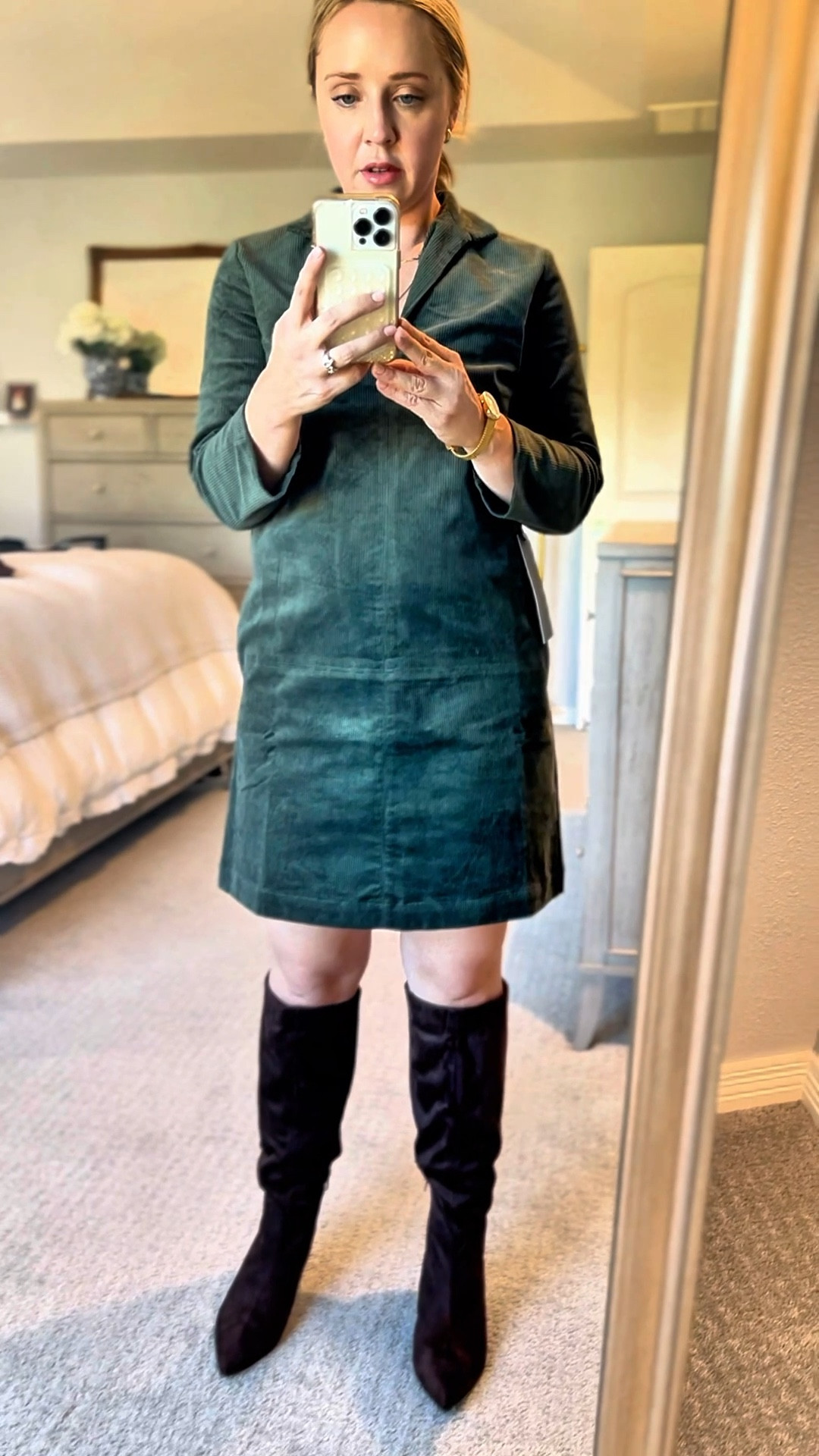 This olive green corduroy dress is perfect for fall! Sized down to xs. Boots come in a wide calf option! Wearing true size 7 and $50!
Fall outfit, corduroy, fall dress, target, knee high boots, women’s boots 

#LTKPetite #LTKStyleTip #LTKSeasonal