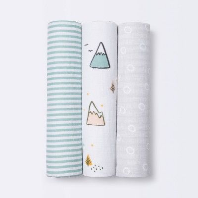 Muslin Swaddle Blankets Adventure - Cloud Island™ Blue 3pk | Target