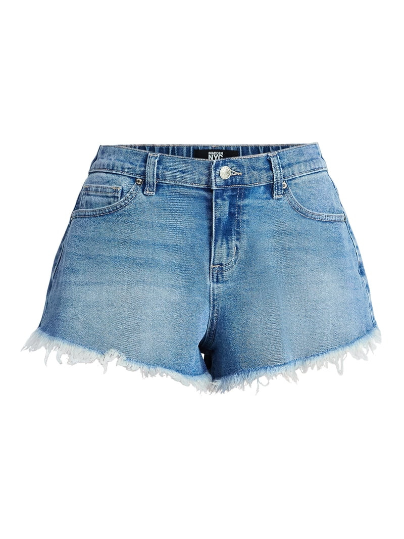 Madden NYC Women's Frayed Denim Shorts, Sizes XXS-XXL | Walmart (US)