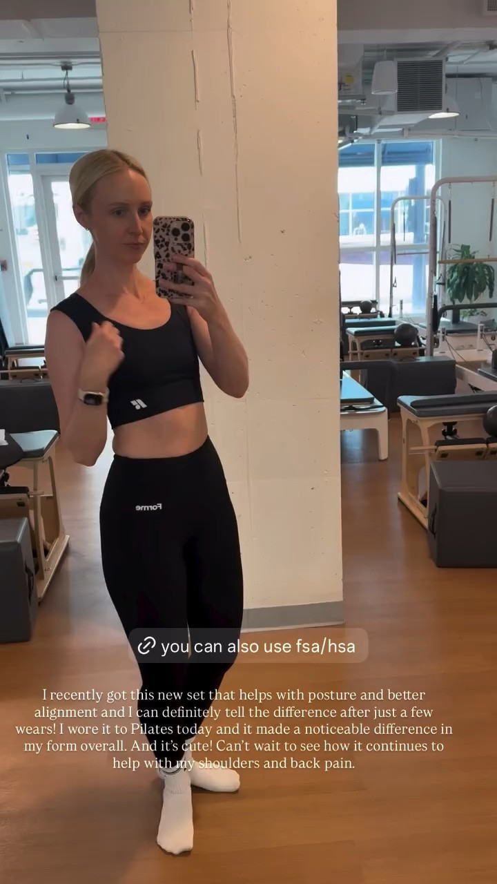 I recently got this new set that helps with posture and better alignment and I can definitely tell the difference after just a few wears! I wore it to Pilates today and it made a noticeable difference in my form overall. And it’s cute! Can’t wait to see how it continues to help with my shoulders and back pain.  @forme.science

#LTKfitnessgoals #LTKActive #LTKselfcare