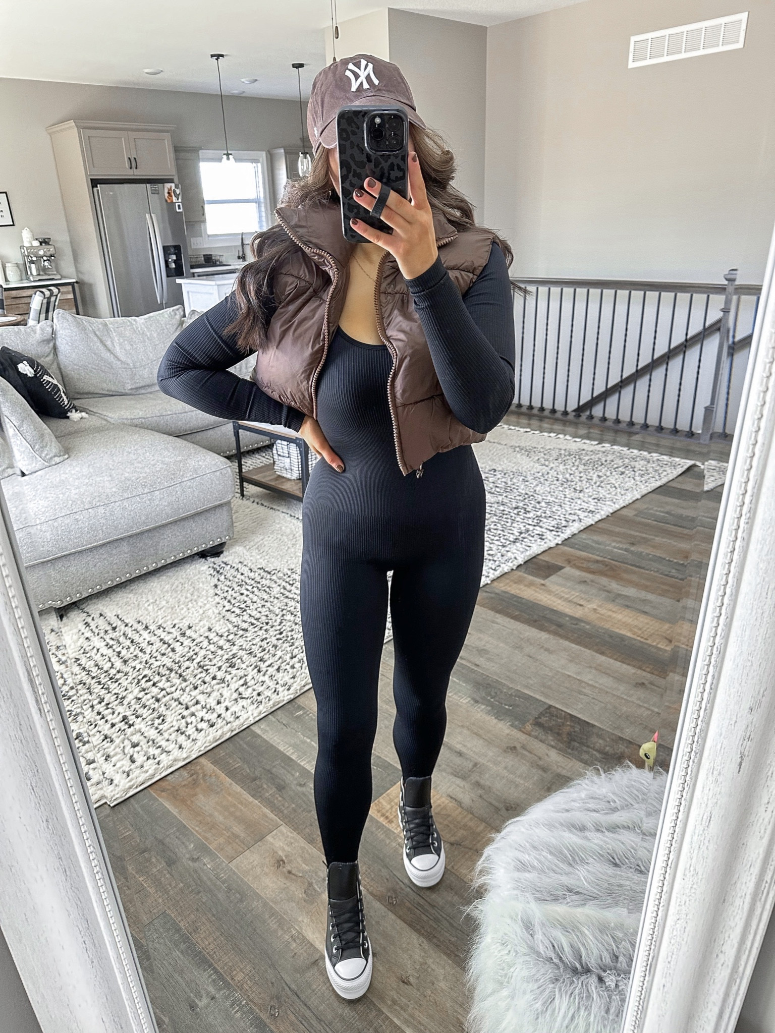 Vest — small
Jumpsuit — small

Black ribbed jumpsuit | black ribbed onesie | cropped puffer vest | brown puffer vest | baseball hat | leather converse | black platform converse | amazon fashion 



#LTKunder50 #LTKstyletip #LTKshoecrush