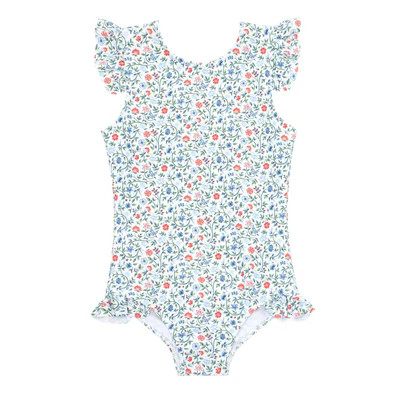 girls capeside vineyard ruffle sleeve rashguard one piece | minnow