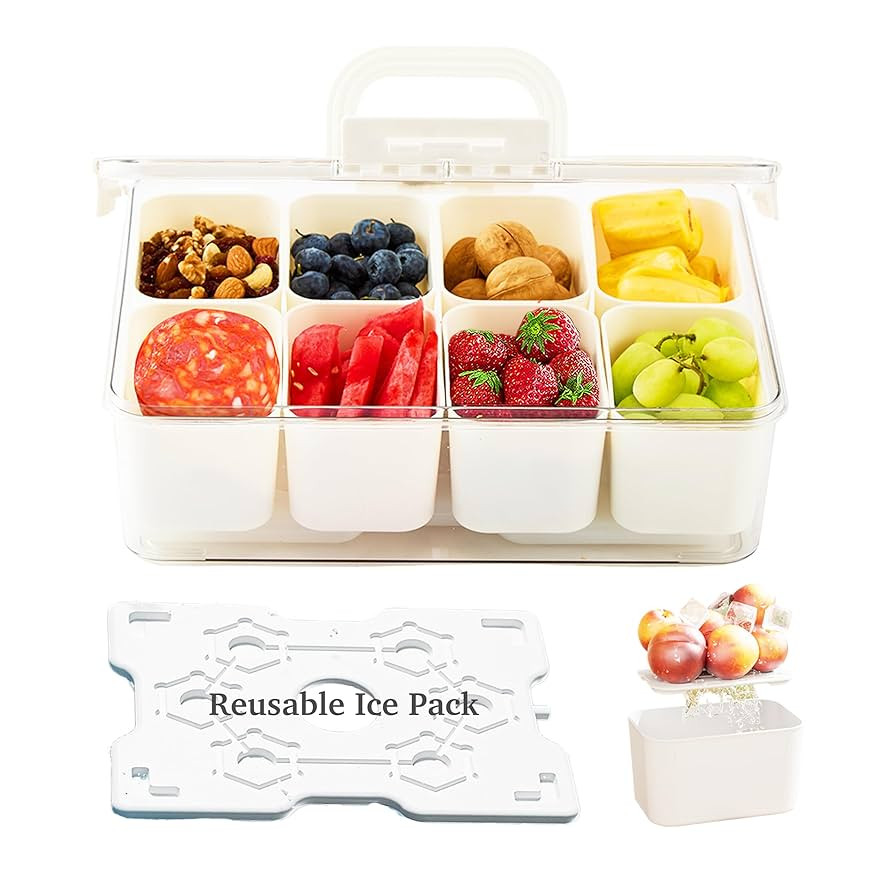 Portable Snackle Box Container with Ice Pack, Cooling Travel Charcuterie Box with Lid, Snack Cool... | Amazon (US)