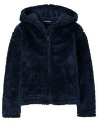 Girls Uniform Sherpa Zip Up Hoodie - tidal | The Children's Place