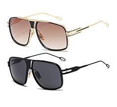 AEVOGUE Sunglasses For Men Goggle Alloy Big Frame Metal Punk Style Shield AE0336 | Amazon (US)