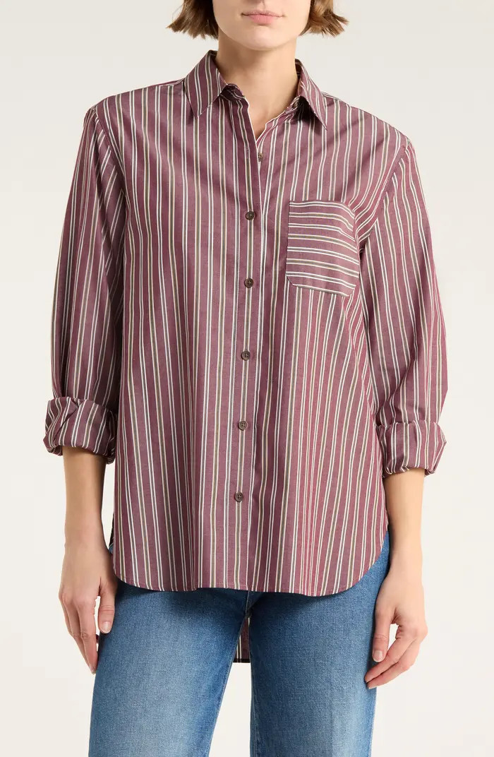 Max Oversize Stripe Button-Up Shirt | Nordstrom Rack