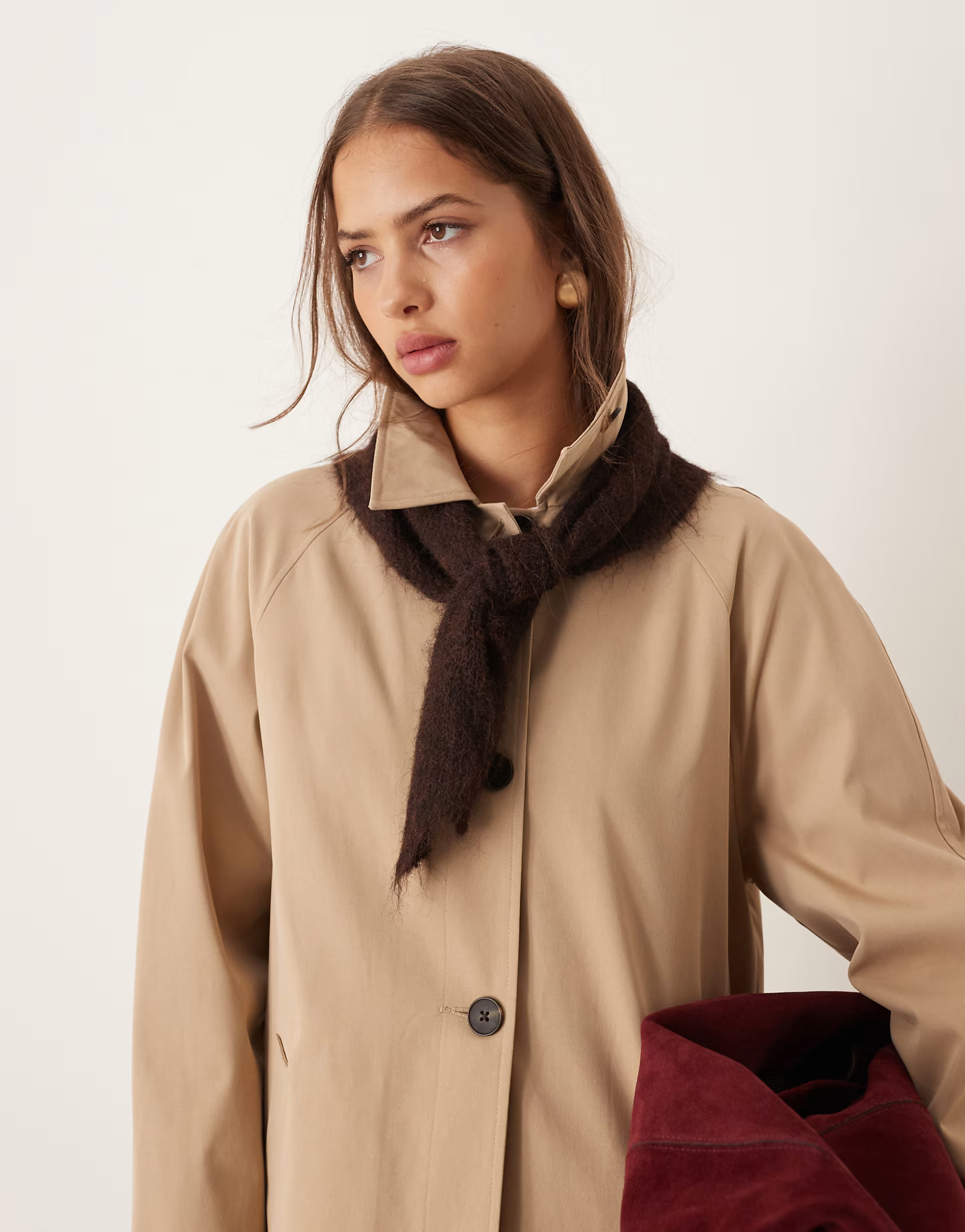 ASOS DESIGN knitted small triangle scarf in chocolate | ASOS (Global)