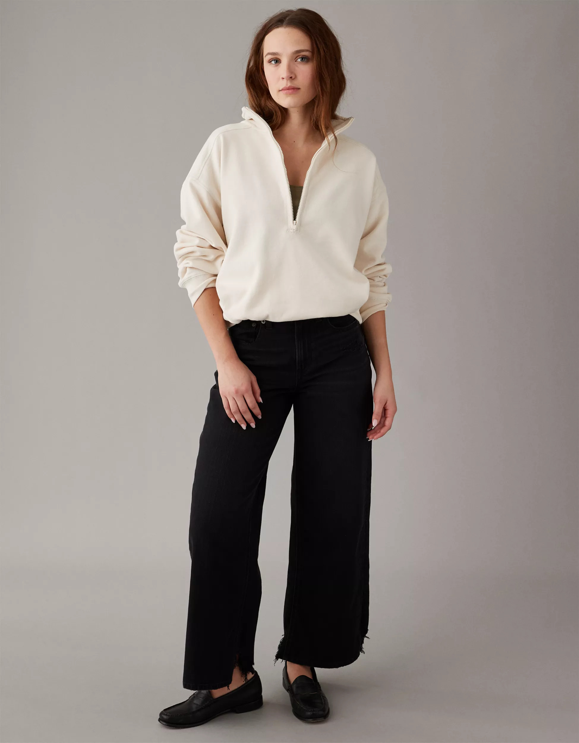 AE Quarter-Zip Fleece Sweatshirt | American Eagle Outfitters (US & CA)