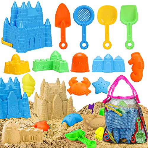 TOY Life Toddler Beach Toys for Kids Ages 4-8, Sand Castle Building Kit, Sand Castle Mold, Sand Toys for Toddlers, Sandbox Toy, Sand Buckets and Shovels for Kids, Beach Shovel, Beach Bucket, Mesh Bag | Amazon (US)