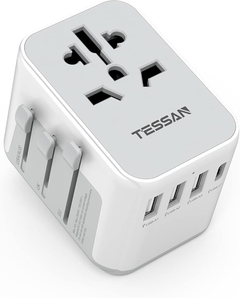 TESSAN Reiseadapter Weltweit, Universal Reisestecker mit 3 USB, 1 USB C und 1AC Steckdose, Intern... | Amazon (DE)