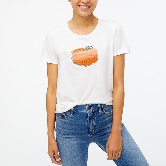 Factory: Glitter Pumpkin Graphic Tee For Women | J.Crew Factory