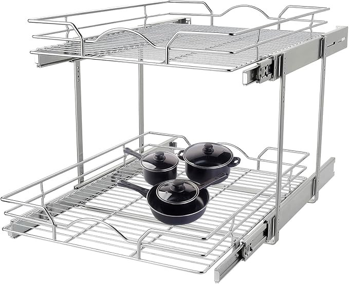 OCG 2 Tier Pull Out Cabinet Organizer (11" W x 21" D), Pull out Drawers for Kitchen Cabinets, Pul... | Amazon (US)