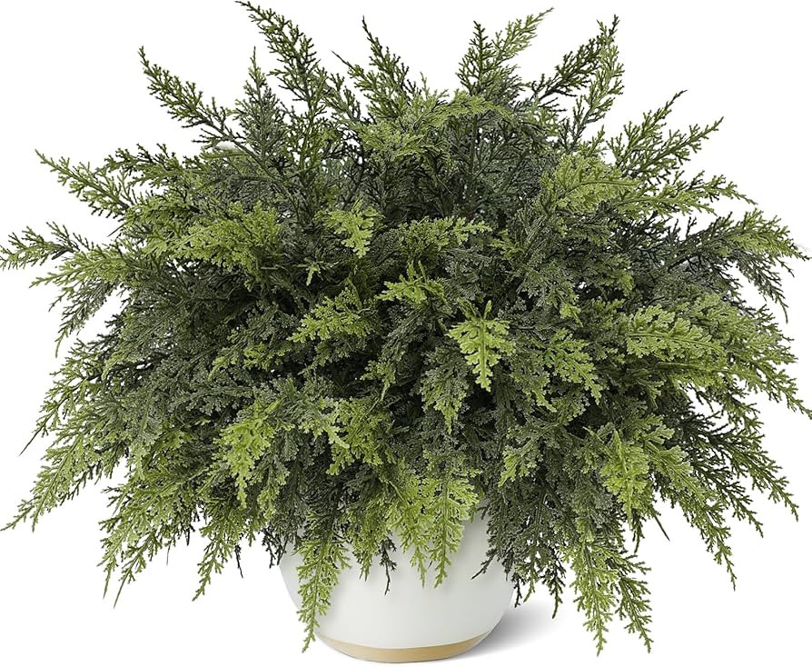 18" Real Touch Cedar Branches -12 Pcs, Artificial Christmas Cedar Branch Realistic Fake Pine Pick... | Amazon (US)