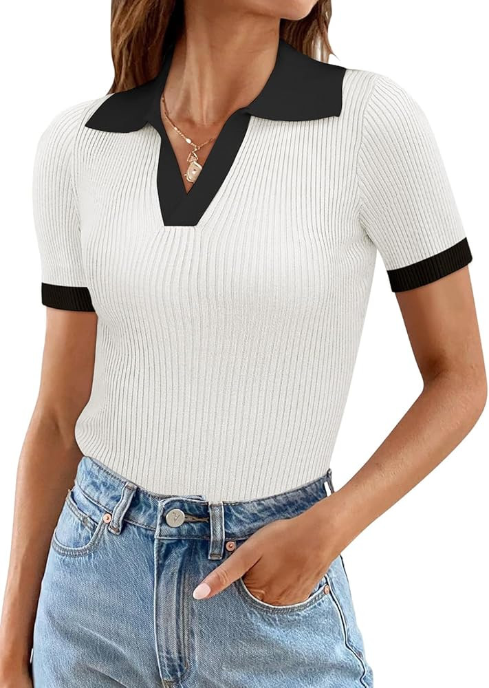 EVALESS Womens Short Sleeve Sweaters Tops Fashion 2024 Summer T Shirts | Amazon (US)