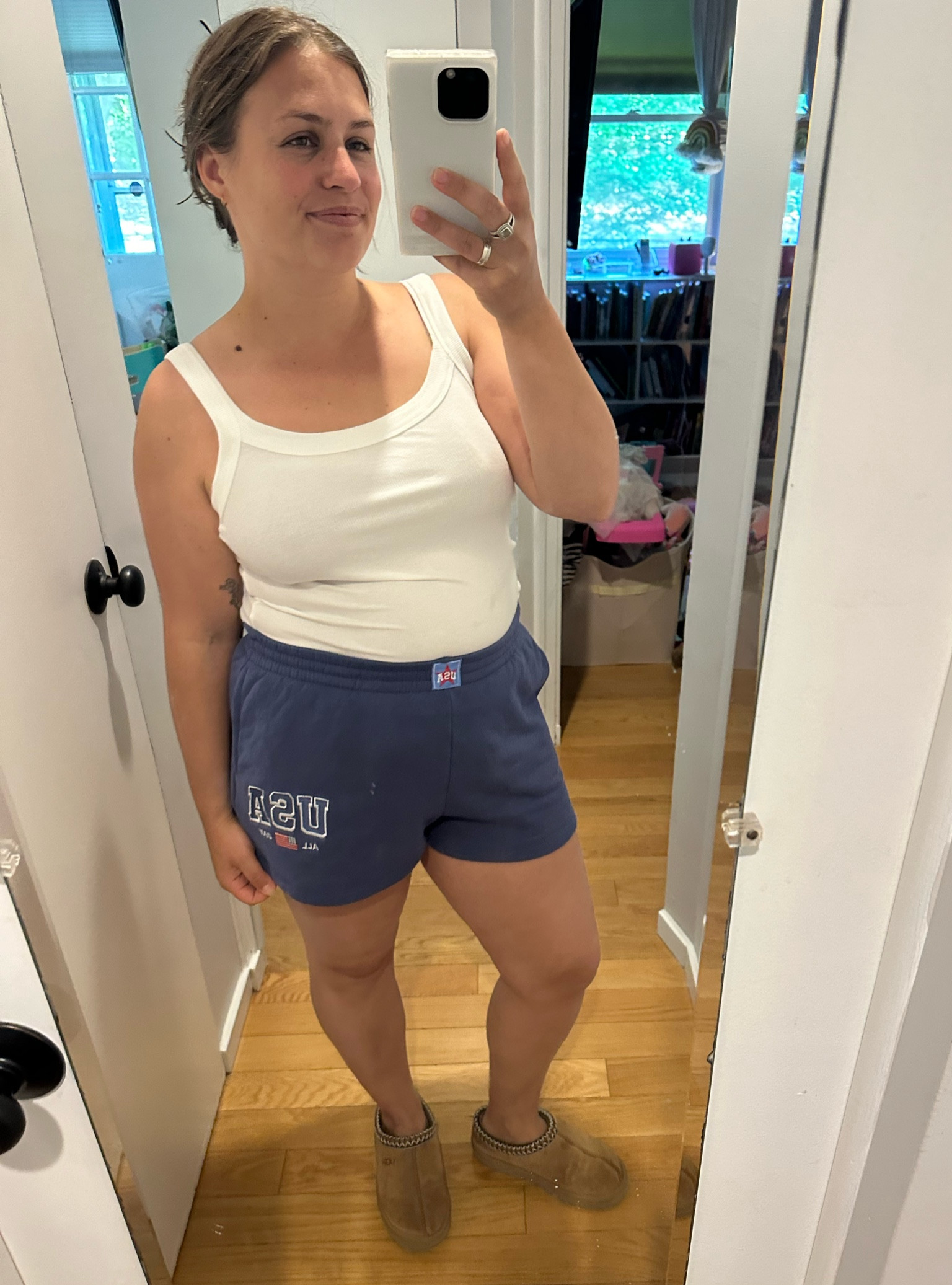 Cutest USA shorts from target and love this wild fable basic white tank ✨