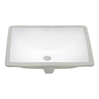 17 in. Rectangular Undermount Vanity Bathroom Porcelain Ceramic with Overflow in White | The Home Depot