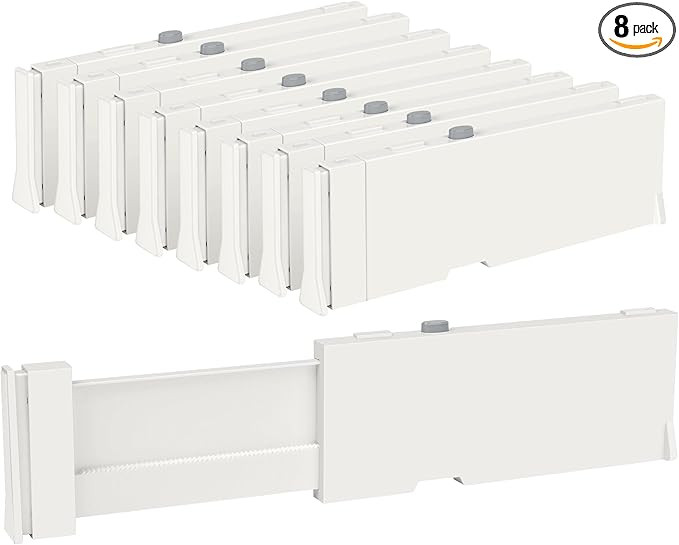 Vtopmart Drawer Dividers for Clothes 8 Pack, Adjustable 4" High Expandable from 11.6"-17" Dresser... | Amazon (US)