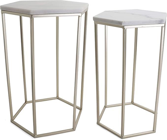 Rutledge & King Hexagon End Table Set - End Tables with Mirrored Tops - Nesting Geometric Accent ... | Amazon (US)