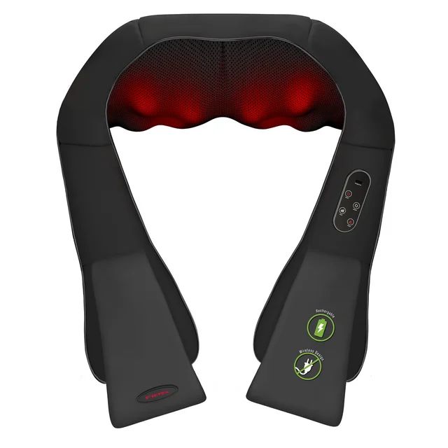 FitRx Cordless Shiatsu 3D Massager, USB-Rechargeable Shoulders, Back, and Neck Massager with Heat | Walmart (US)
