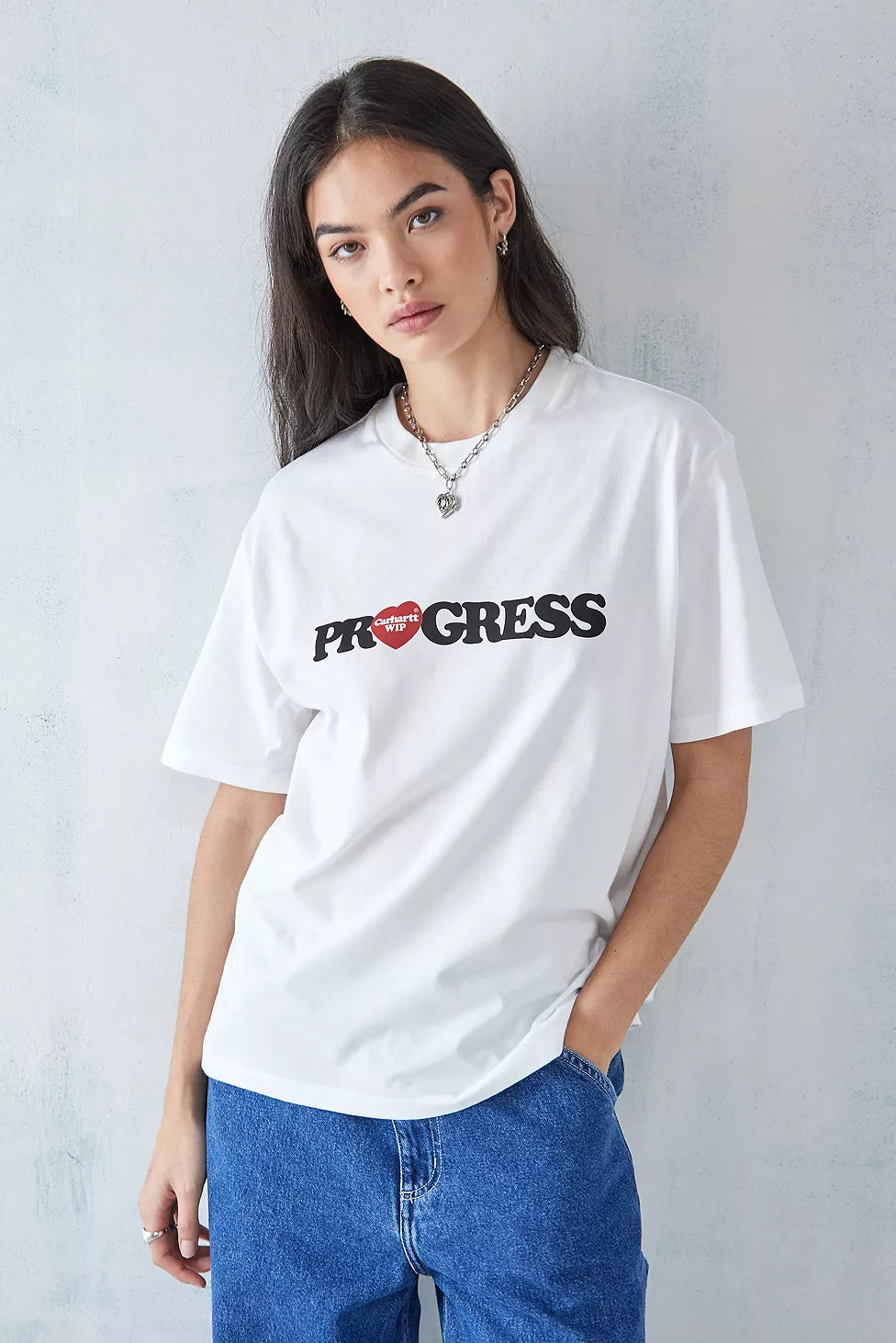 Carhartt WIP White Progress T-Shirt | Urban Outfitters (EU)