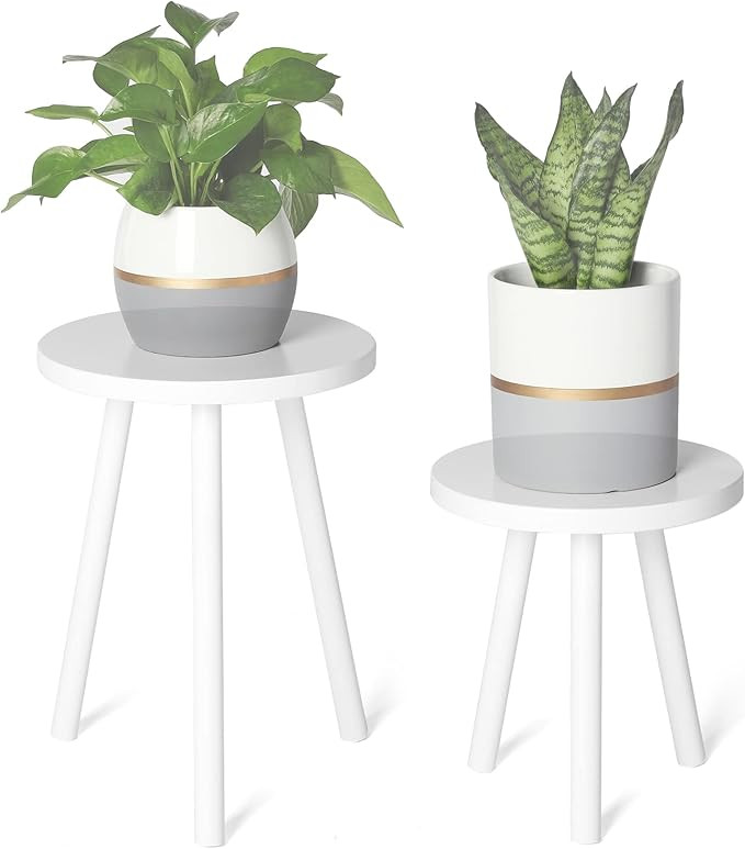 POTEY Wood Plant Stands Modern Style Plant Table Indoor Flower Pot Holder Home Decor White(Set of... | Amazon (US)