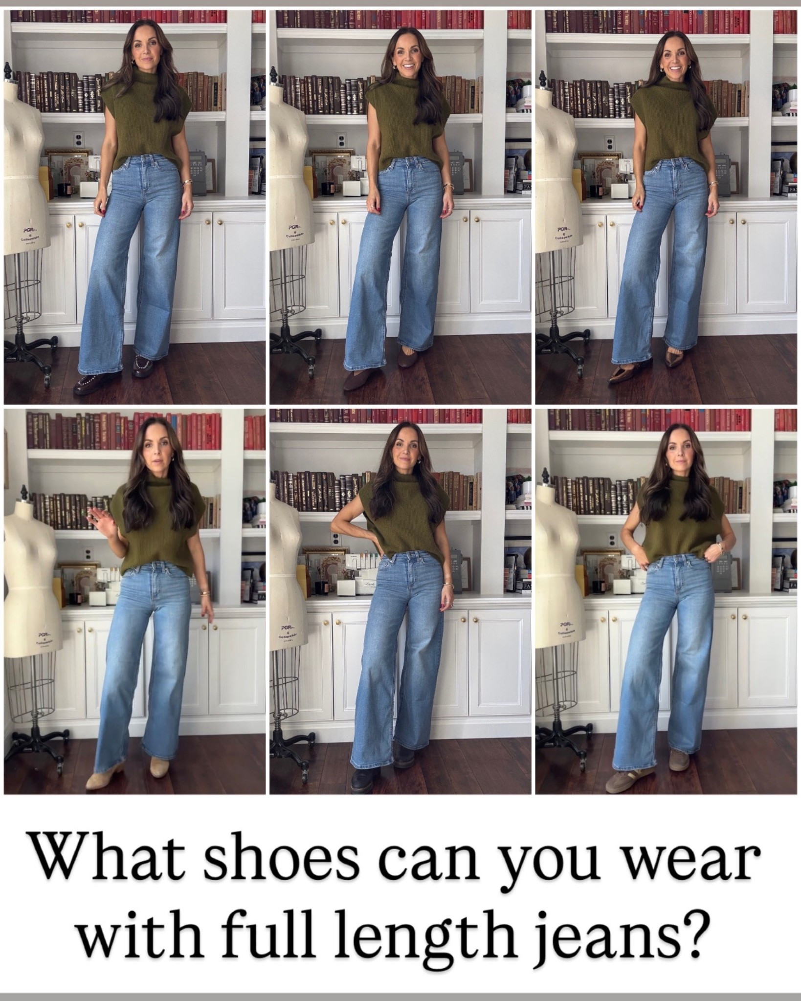 I get this question all the time - here are a few generic shoe examples you can wear with your full length jeans 