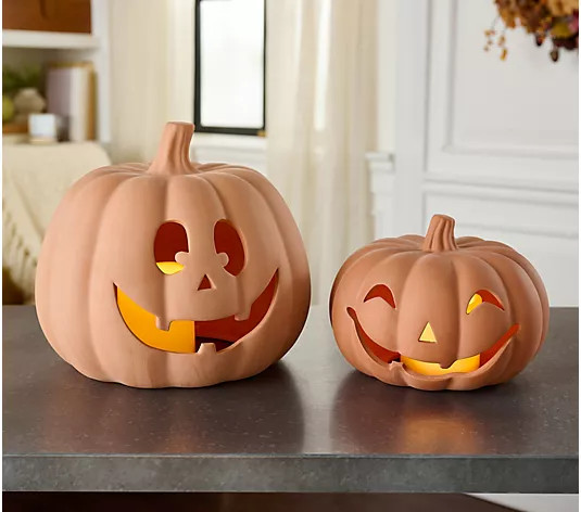 Home Reflections S/2 In/Outdoor Lit Jack-O-Lantern | QVC