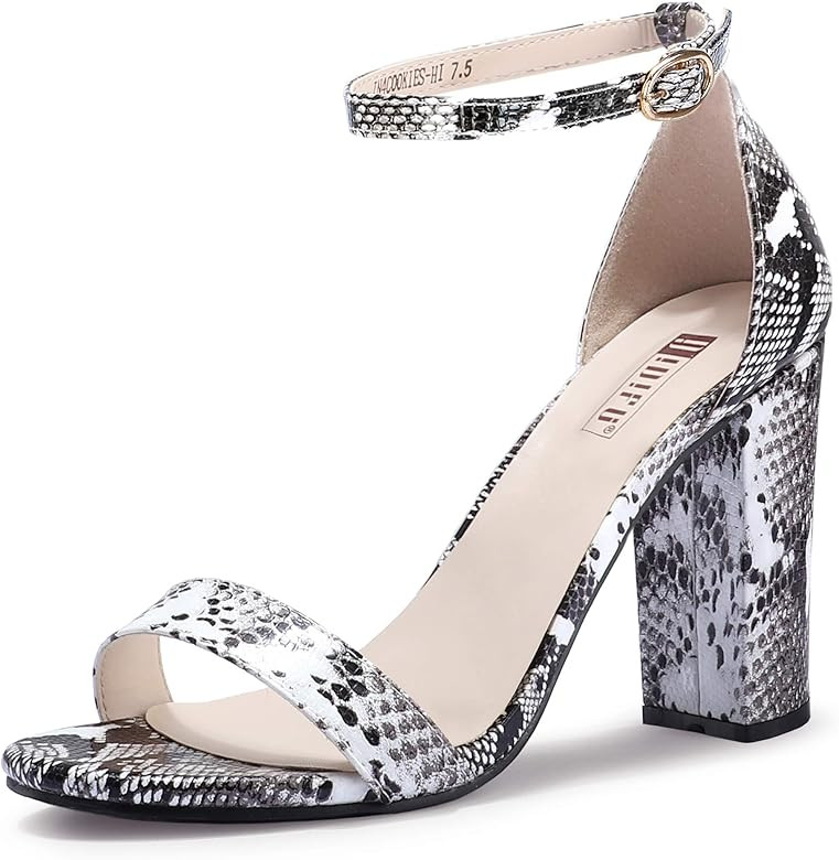 IDIFU Women's IN4 Cookie-HI Chunky High Heel Sandals Open Toe Ankle Strap Wedding Bridal Prom Dress  | Amazon (US)