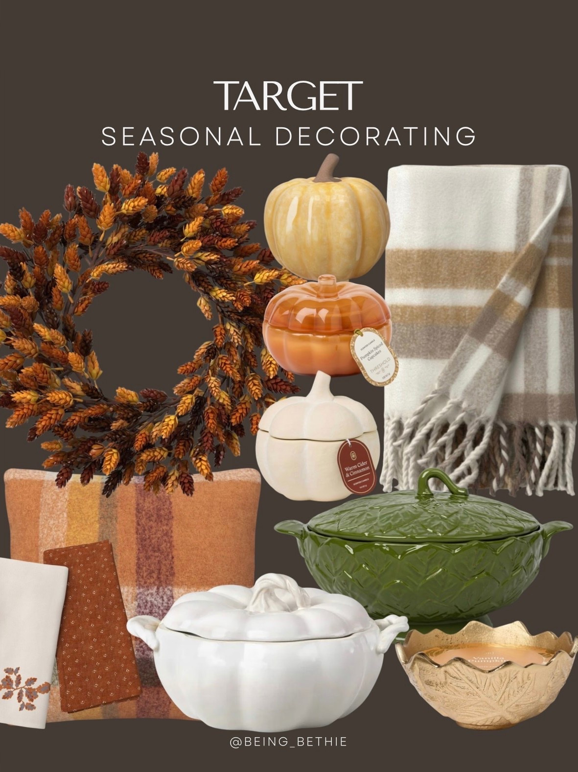 Target seasonal decor! 

Wreath, pumpkin, cookware, blanket, plaid

#LTKSaleAlert #LTKHome #LTKSeasonal