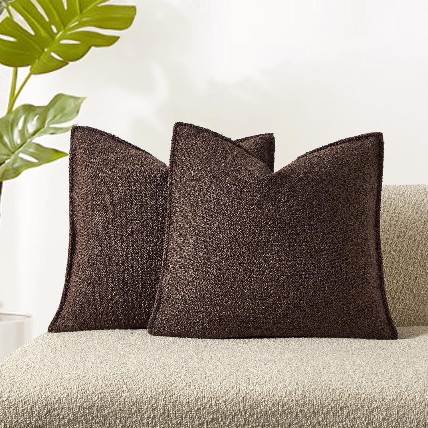 JUSPURBET Brown Decorative Pillow Covers 20x20 Set of 2 Throw Pillow Covers for Couch Sofa Bed Co... | Amazon (US)