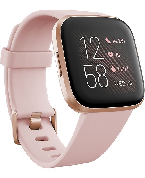 Versa 2 Rose Elastomer Strap Touchscreen Smart Watch 39mm | Macys (US)