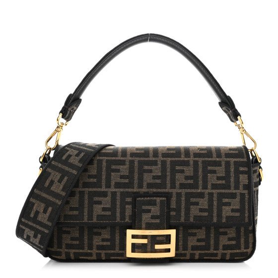 Fabric Jacquard FF 1974 Medium Baguette Tobacco Moro Black | FASHIONPHILE (US)